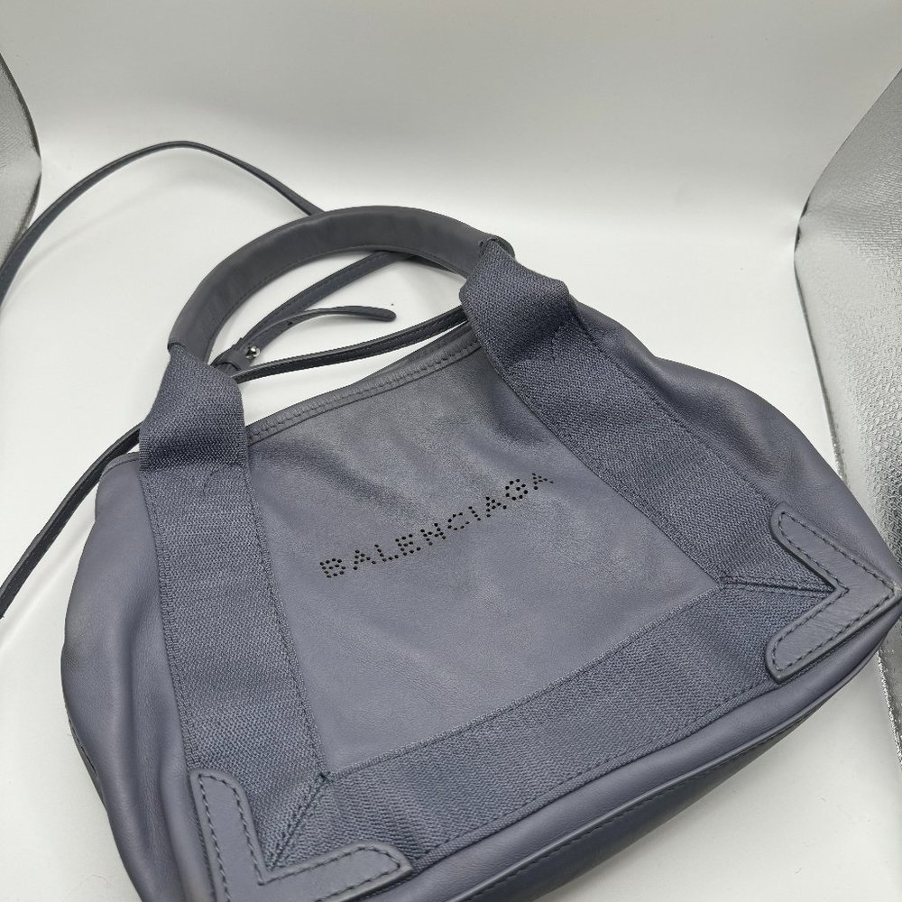 Balenciaga Blue Leather Tote Bag with Strap